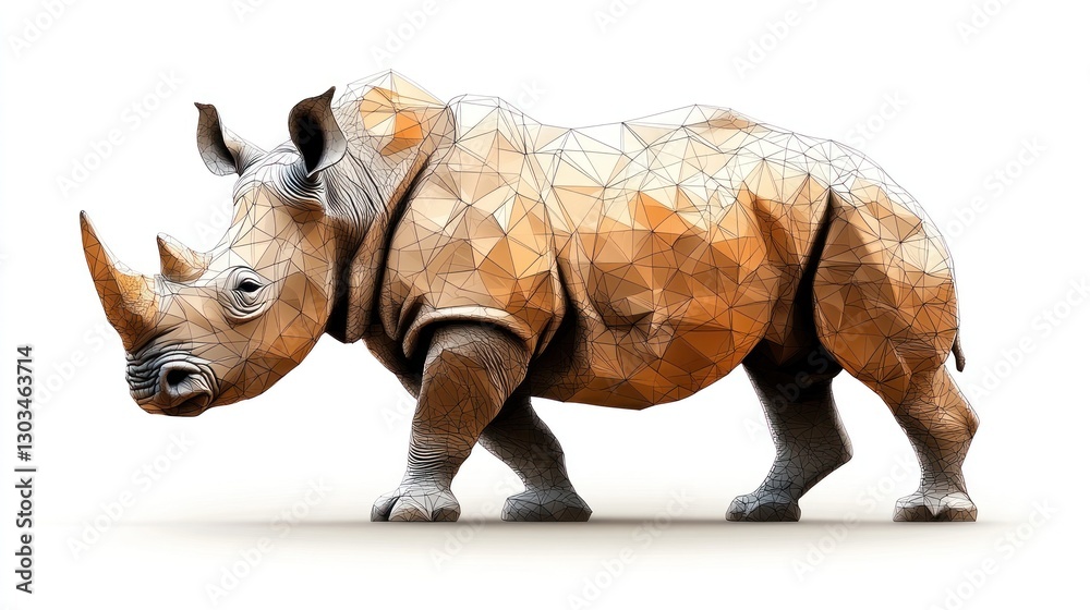 Fototapeta premium Geometric Rhino: A Low Poly Masterpiece