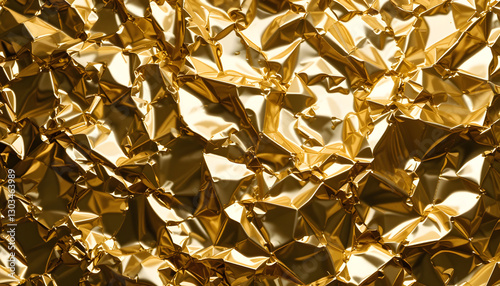 Golden Crumpled Foil Texture Background