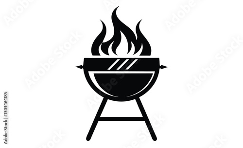 Grill BBQ vector icon, Grill bbq silhouette, barbecue vector icon