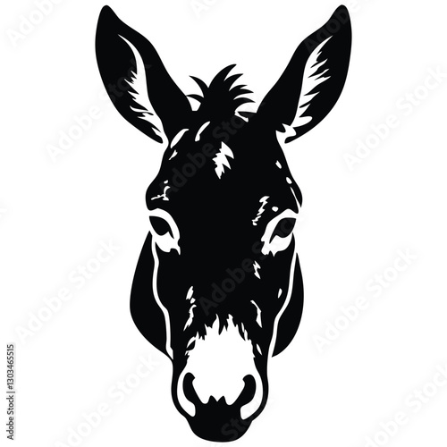 Donkey Head Silhouette – Black and White Vector Illustration