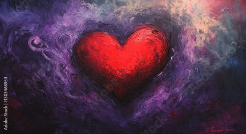 Abstract heart painting, love, passion, art