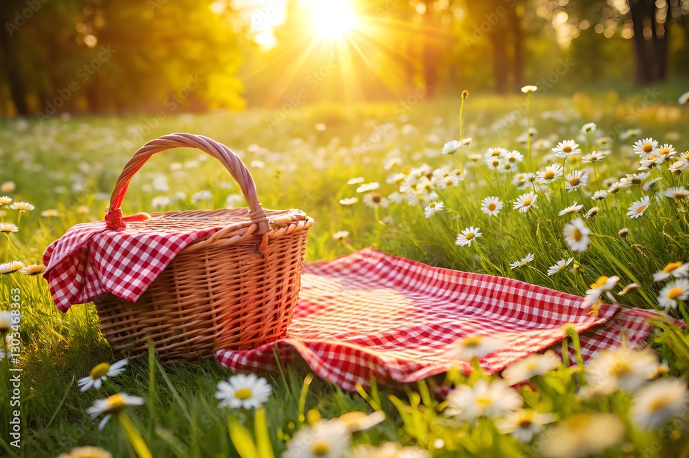 Idyllic Summer Picnic in a Sunlit Meadow Idyllic Summer Picnic in a Sunlit Meadow