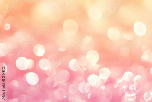 Blurred pastel pink and orange background with soft bokeh lights photo