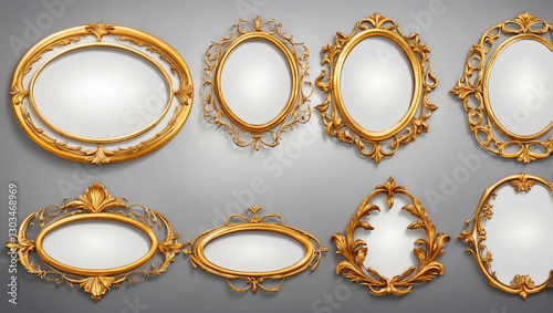 An Elegant Set of Oval Golden Frames Ideal for Showcasing Your Cherished Memories