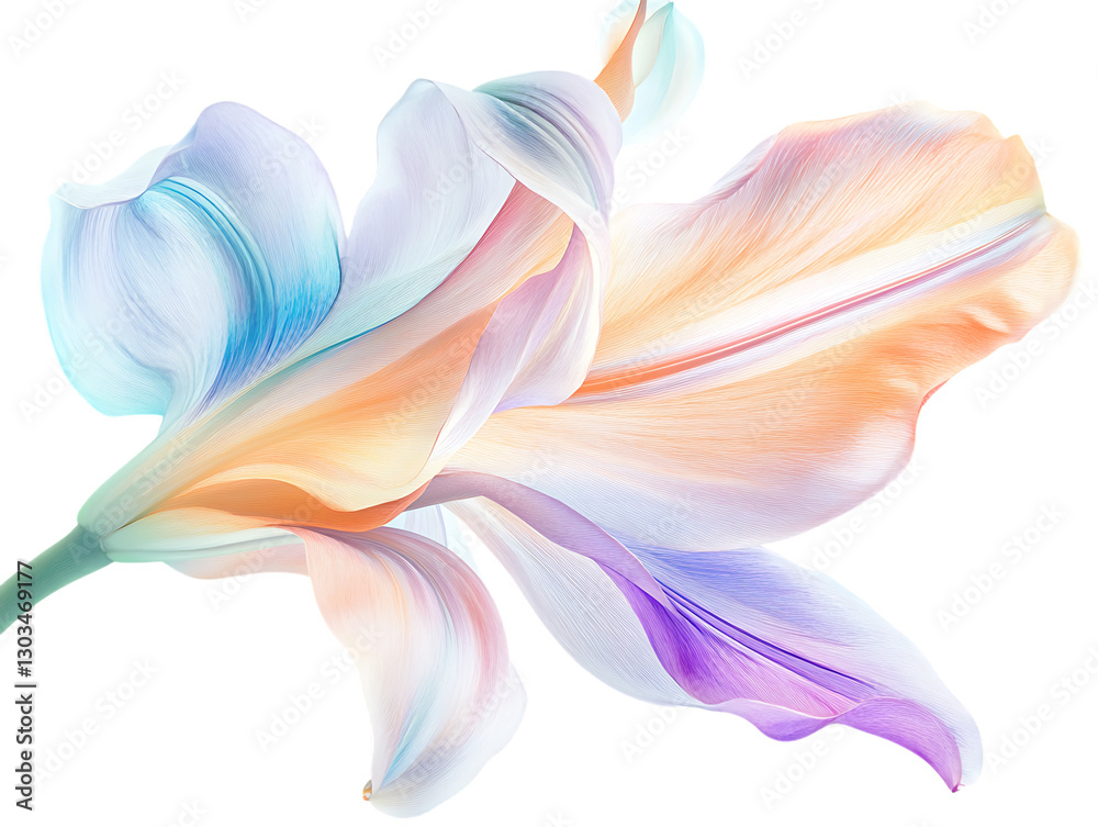 Fototapeta premium Pastel colored lily flower, isolated on black background.