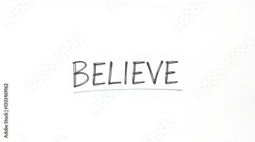 Drawn word believe with underline on white background, embodying motivation, hope, and positive thinking. Free Download Drawn word believe with underline on white background, embodying motivation, hope, and positive thinking. - GFXLoad