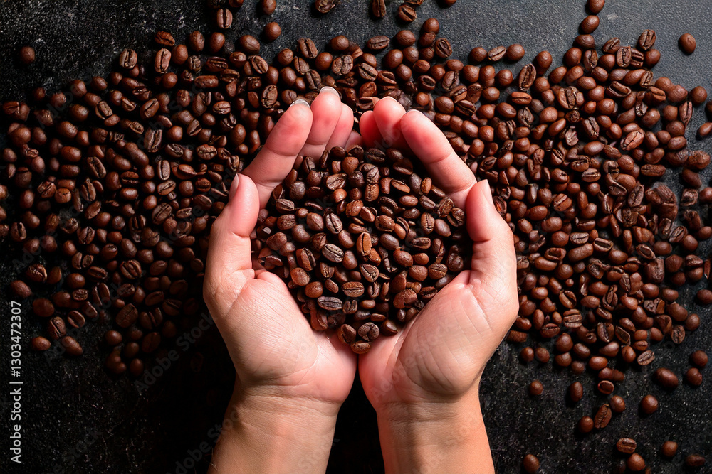 coffee beans in the hand