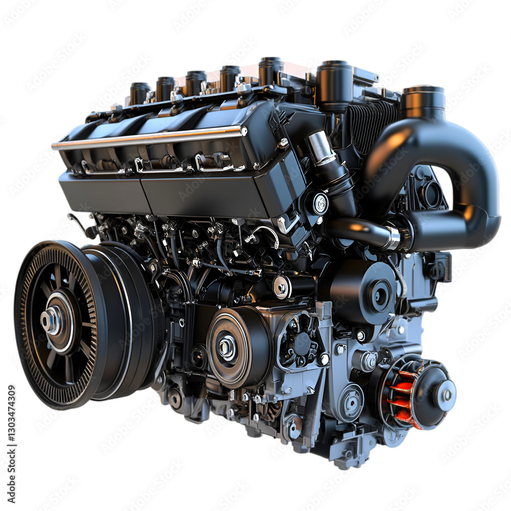 Powerful Black Engine Detailed View Automotive Technology Powerful Black Engine Detailed View Automotive Technology
