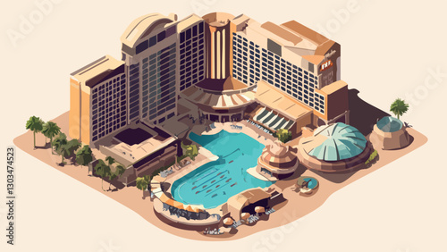 Isometric Illustration of ARIA Resort & Casino Las Vegas .eps