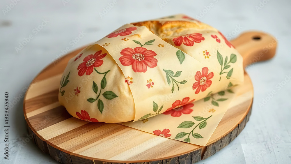 Obraz premium Eco-Friendly Beeswax Wrap Mockup for Sustainable Kitchens