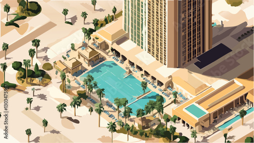 Mandalay Bay Hotel in Las Vegas- An Isometric Artwork .eps