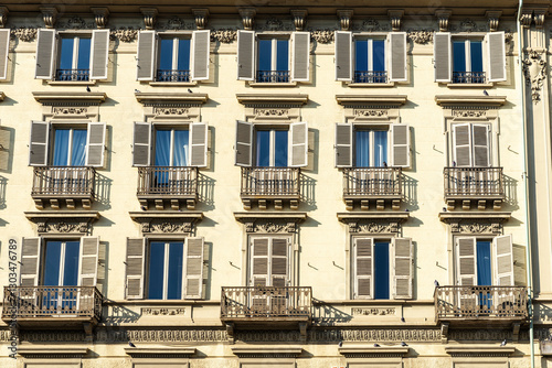 Classic residential building, Turin or Torino, Piedmont, Italy