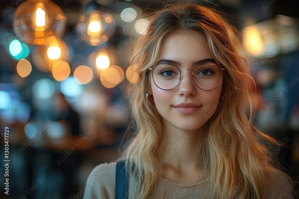 A close-up of a woman wearing glasses and looking directly at the camera A close-up of a woman wearing glasses and looking directly at the camera