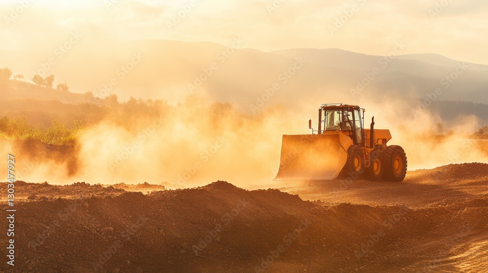 Fototapeta premium Dynamic Mining Scene in Natural Lighting with Equipment
