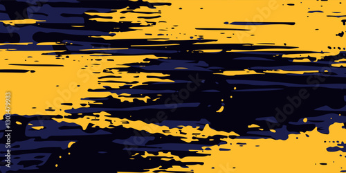 Abstract yellow-blue frame on a dark background. Sporty design in grunge style. Illustration for sports, athletics, training, workout, etc.