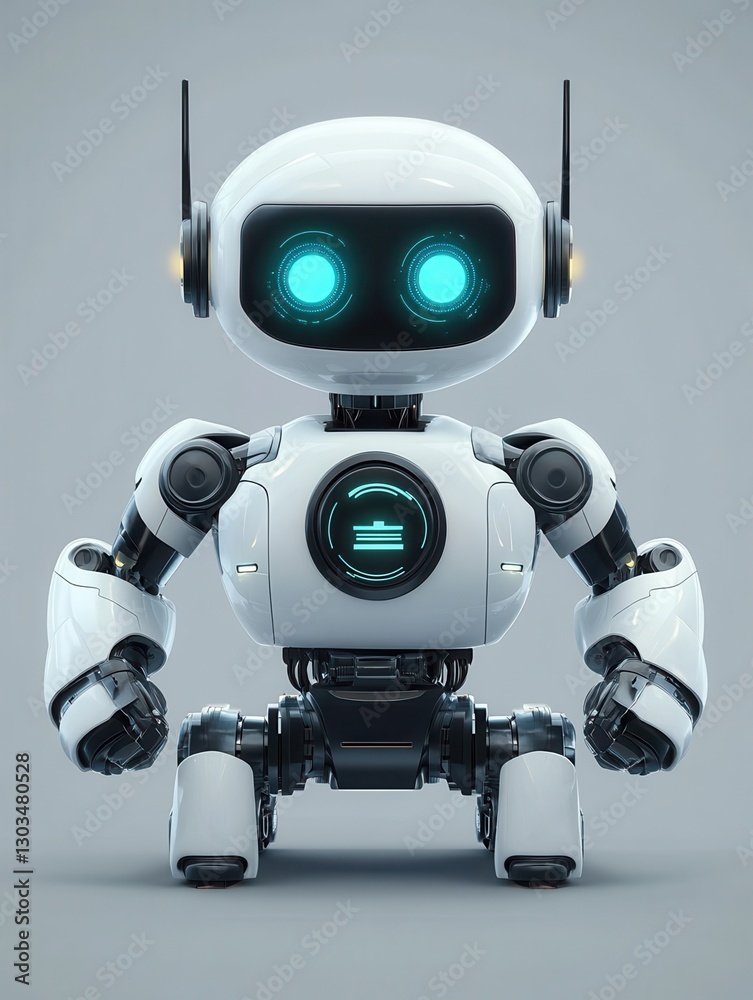 Modern Robot Low Battery Charge Artificial Intelligence Futuristic Mechanism Technology Vector Illustration