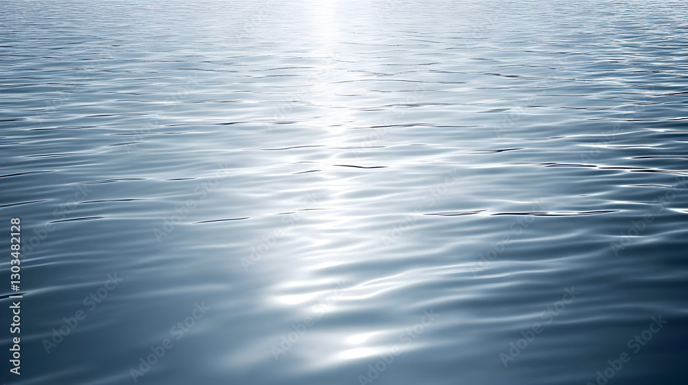 Naklejka premium Reflections on calm water surface during midday with gentle ripples and light shimmer