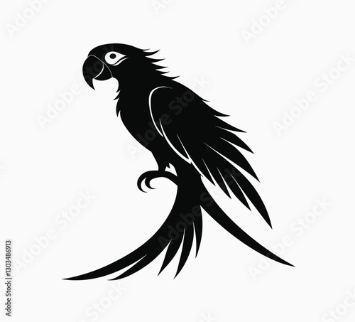 parrot silhouette isolate on white