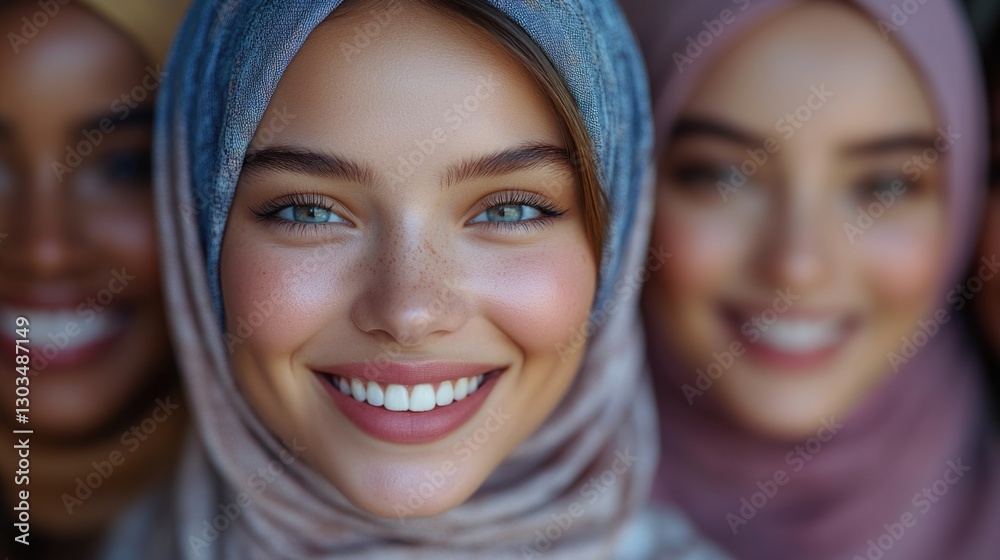 A person wearing a headscarf in a close-up shot A person wearing a headscarf in a close-up shot