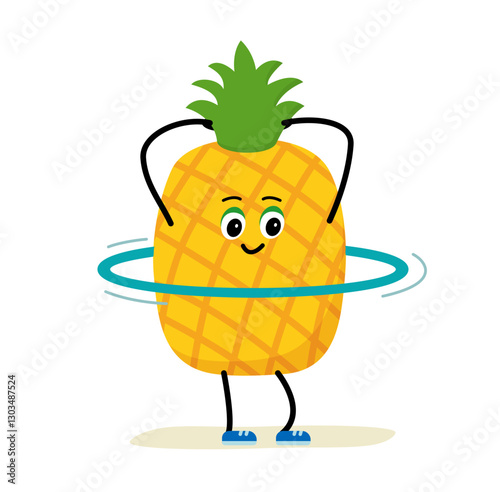 hula hoop, hoop, circle. Acute, strong Avocado. The concept of classes in the gym with the image of Avocado, health, fitness. Vector illustration