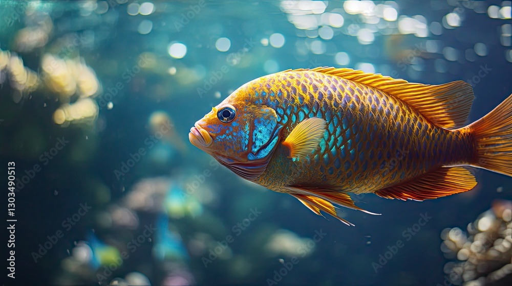 Fototapeta premium tropical fish in the sea, close up of tropical colorful fish, underwater life
