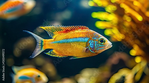 tropical fish in the sea, close up of tropical colorful fish, underwater life