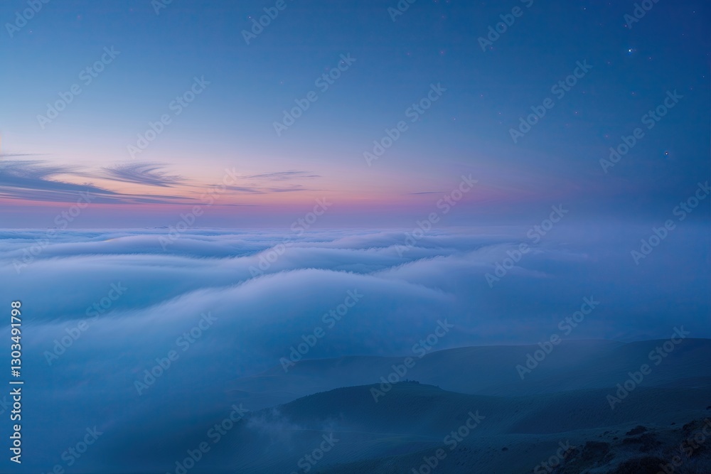 Fototapeta premium Ethereal Twilight Mist Gradient on Blue Canvas Background