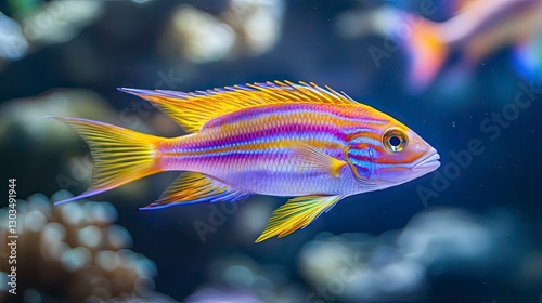 tropical fish in the sea, close up of tropical colorful fish, underwater life