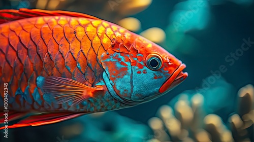 tropical fish in the sea, close up of tropical colorful fish, underwater life