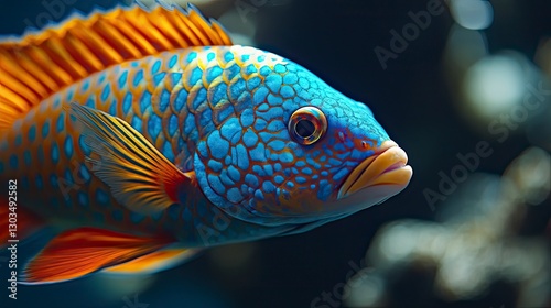 tropical fish in the sea, close up of tropical colorful fish, underwater life