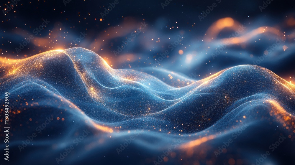Glowing Particle Waves: Abstract Digital Art Glowing Particle Waves: Abstract Digital Art