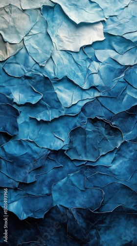 Rich Blue Layered Texture Resembling Ocean Waves or Abstract Art in a Creativ...