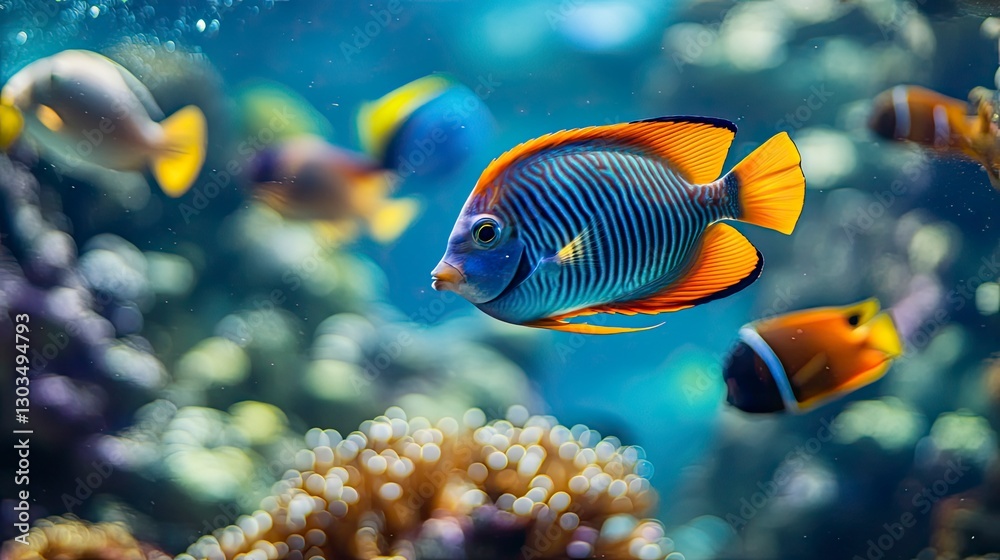 Obraz premium tropical fish in the sea, close up of tropical colorful fish, underwater life