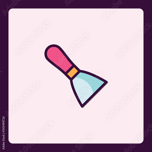 Stylized Putty Knife Illustration with Pastel Color Palette and Bold Outlines