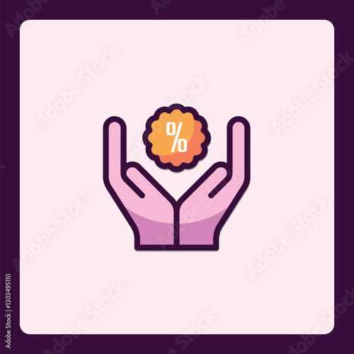 Percentage symbol gently held by hands, signifying care and appreciation