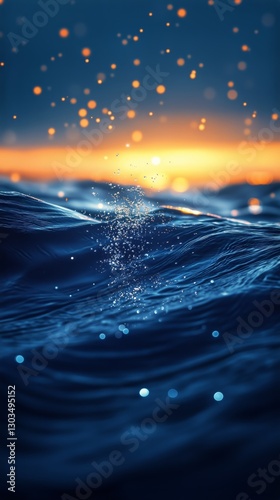 Spectacular Ocean Waves Glistening Under Sunset With Vibrant Colors and Spark...