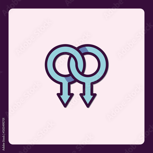 Interlocking female symbols creating a union graphic in subtle colors