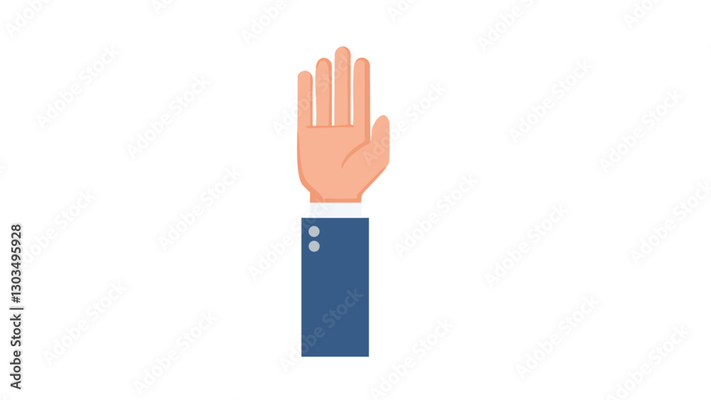 Vector illustration of a raised hand in a voting gesture, perfect for websites, apps, and educational materials Vector illustration of a raised hand in a voting gesture, perfect for websites, apps, and educational materials