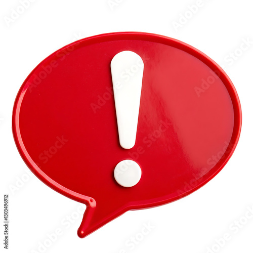 3D Red Speech Bubble with White Exclamation Mark Icon – Alert Notification Symbol