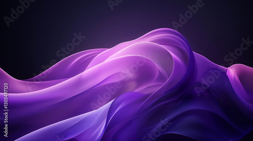 Soft flowing waves of purple and violet colors creating a serene and abstract visual experience in a dark background