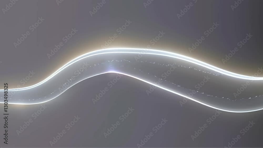The slender white soundform flickers and moves smoothly on a dark background. Subtle vibration and glow spectrum.
