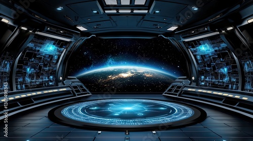 Sci-fi AI data flow with radiant blue light, interconnected networks, and an intelligent system.