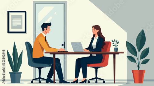 Job interview with HR manager discussing with a candidate
