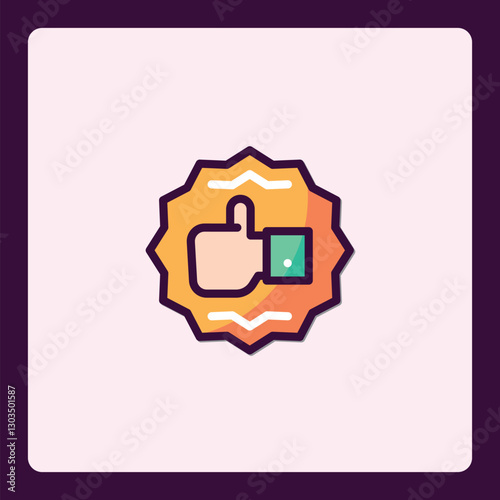 Thumb Up Badge Icon for Social Media and Website, Approval Symbol