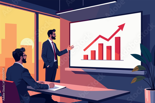 Startup founder presenting business growth strategy to investors
