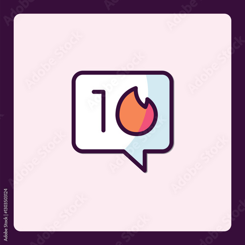 Trending notification icon with flame symbolizing popularity and activity