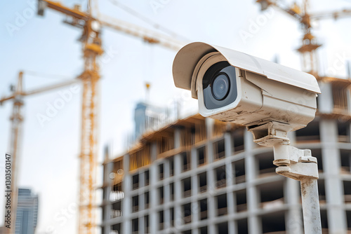 Security camera monitoring construction site. Ensuring safety, preventing theft, and providing oversight of construction projects.