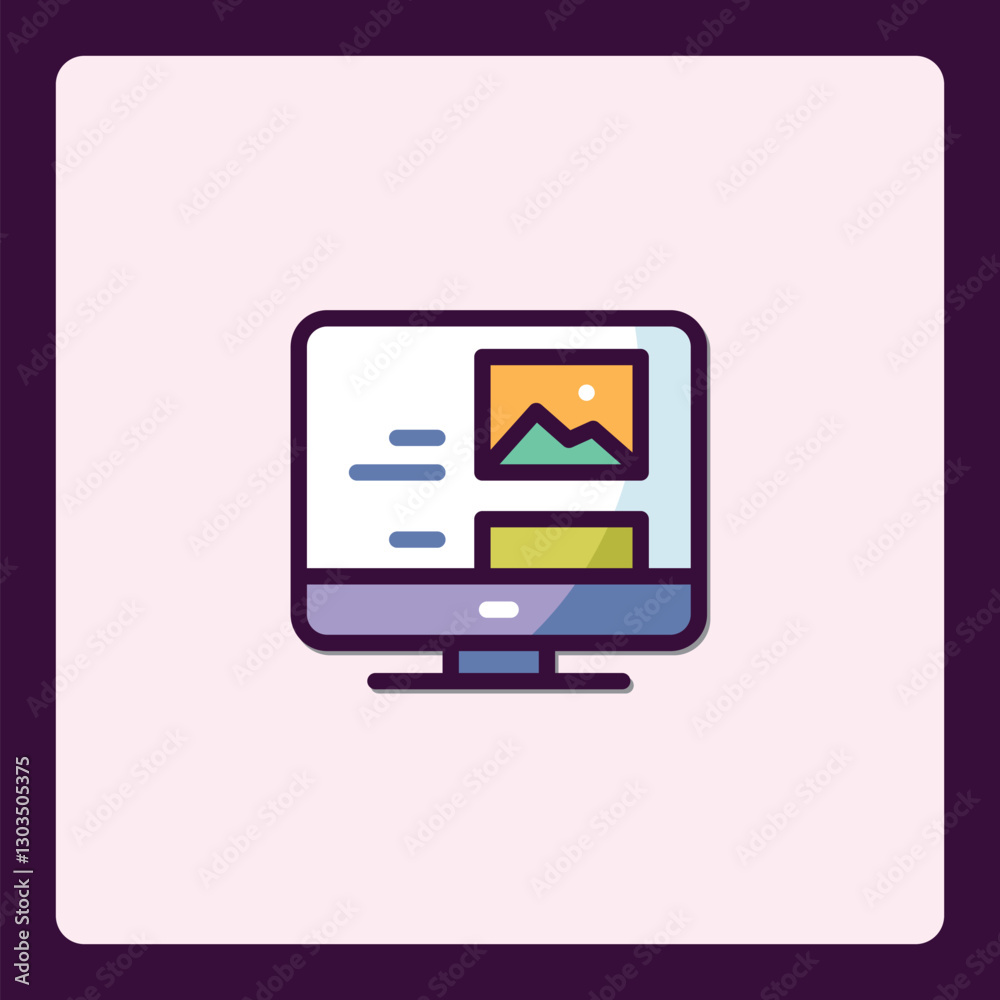 Modern computer icon, minimalistic style for technology or design projects Modern computer icon, minimalistic style for technology or design projects