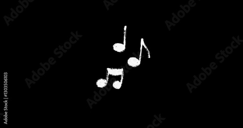 Cute music notes Loop Doodle Animation. 2D Party Sticker. Whimsical Hand-Drawn Crayon Textured Scribbles for Celebratory Events and Festivities. Alpha Channel.  