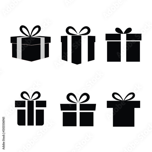 The gift Box icon vector silhouette is isolated on a white background,